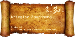Kriegler Zsuzsanna névjegykártya